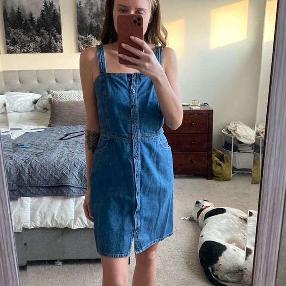 Denim button front dress - Picture 1 of 5